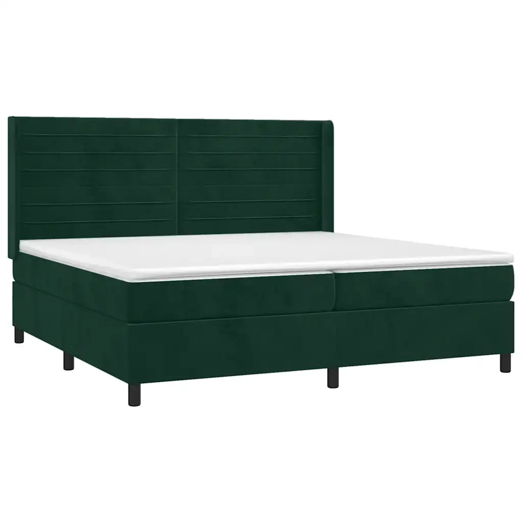 Letto a Molle con Materasso e LED Verde Scuro 200x200cm Velluto cod mxl 57237