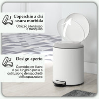 Pattumiera a Pedale 20 Litri 36x30x44,5 cm con Chiusura Silenziosa in Metallo e PP Crema