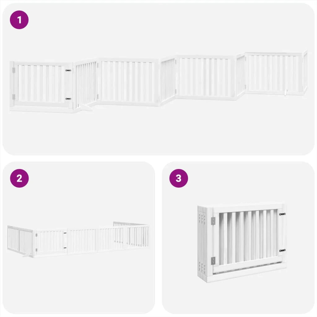 Cancelletto di sicurezza per animali domestici porta pieghevole 8 pannelli legno di pioppo bianco 02_0023263