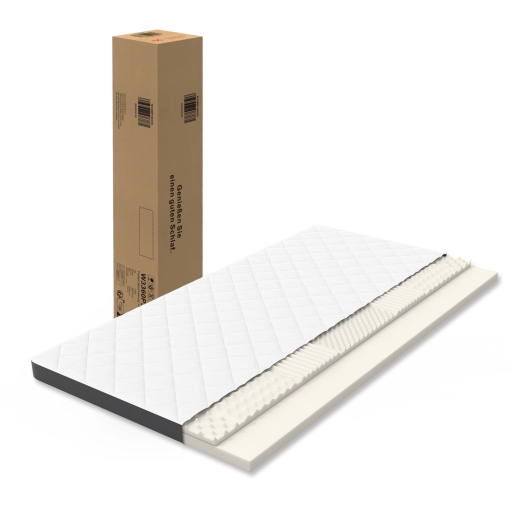 Materasso in schiuma H3 con supporto a 7 zone e moduli ergonomici per il riposo bianco e grigio