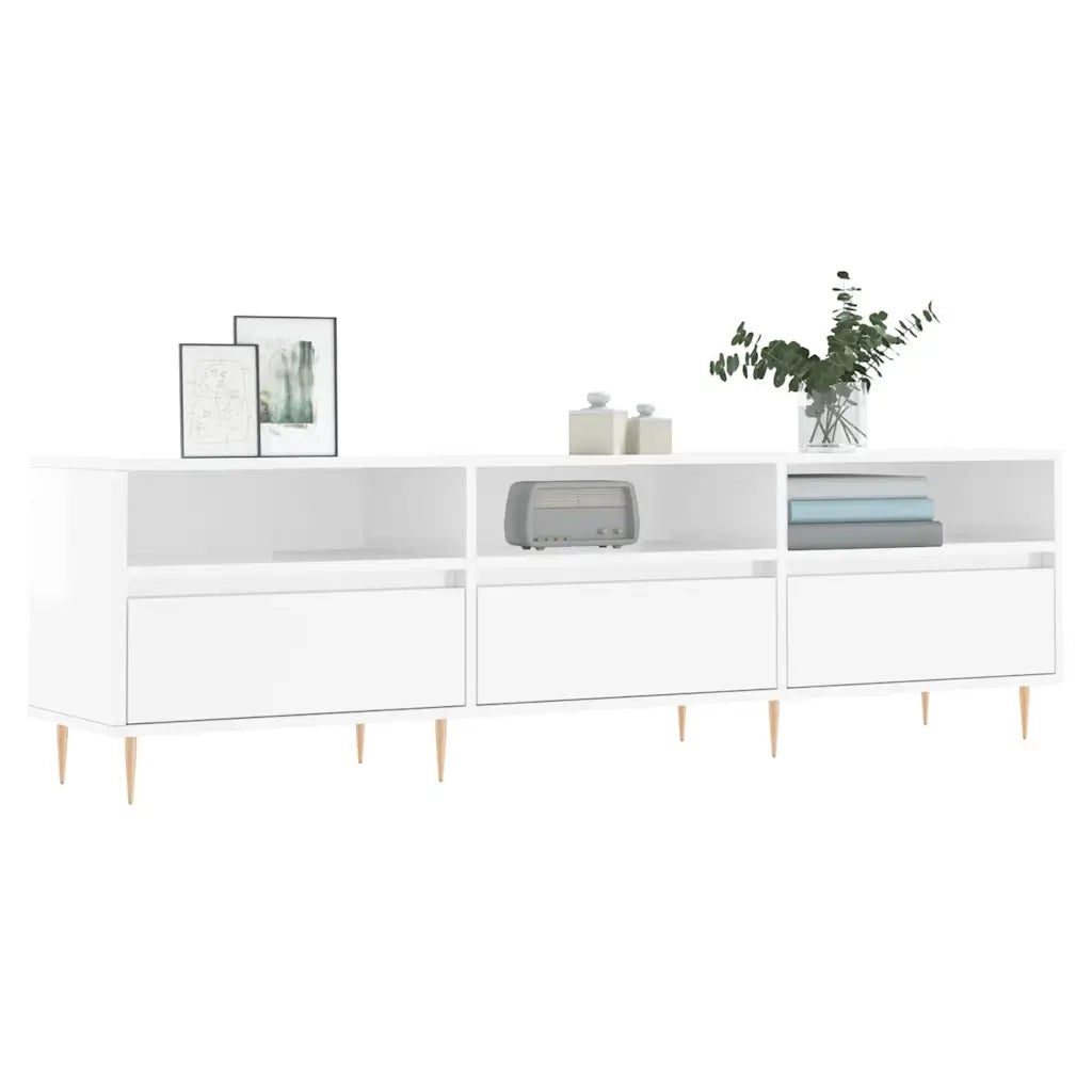 Mobile TV | Armadietto TV | Mobile Porta TV Bianco Lucido 150x30x44,5 cm Legno Multistrato