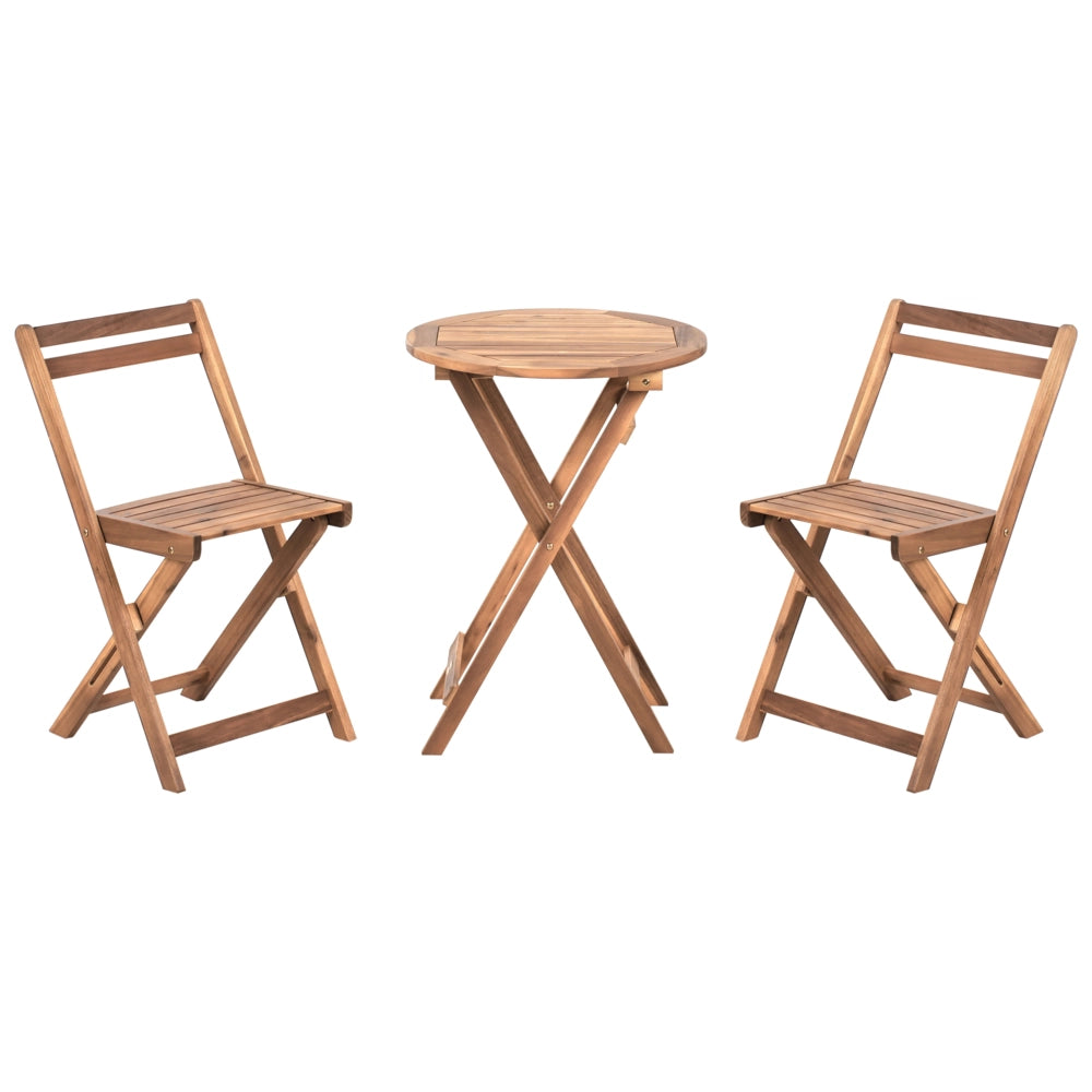 Set da balcone in legno di acacia marrone pieghevole stile retrò tradizionale