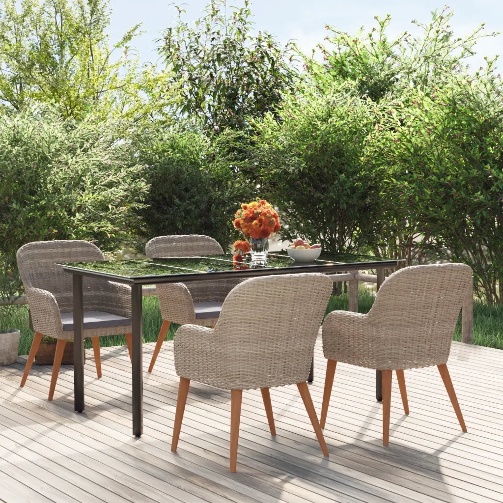 Set da Pranzo da Giardino 5 pz con Cuscini Marrone cod mxl 49272