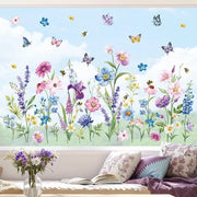 Decal per finestra Sticker di primavera Immagini per finestre di primavera Sticker di primavera Fiori di iris Farfalle Foliante antibatterico per vetro Decorazione per finestre Stickers