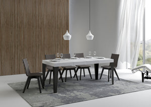 Tavolo Allungabile 120/224x90x77 cm Flame Premium Bianco Frassino