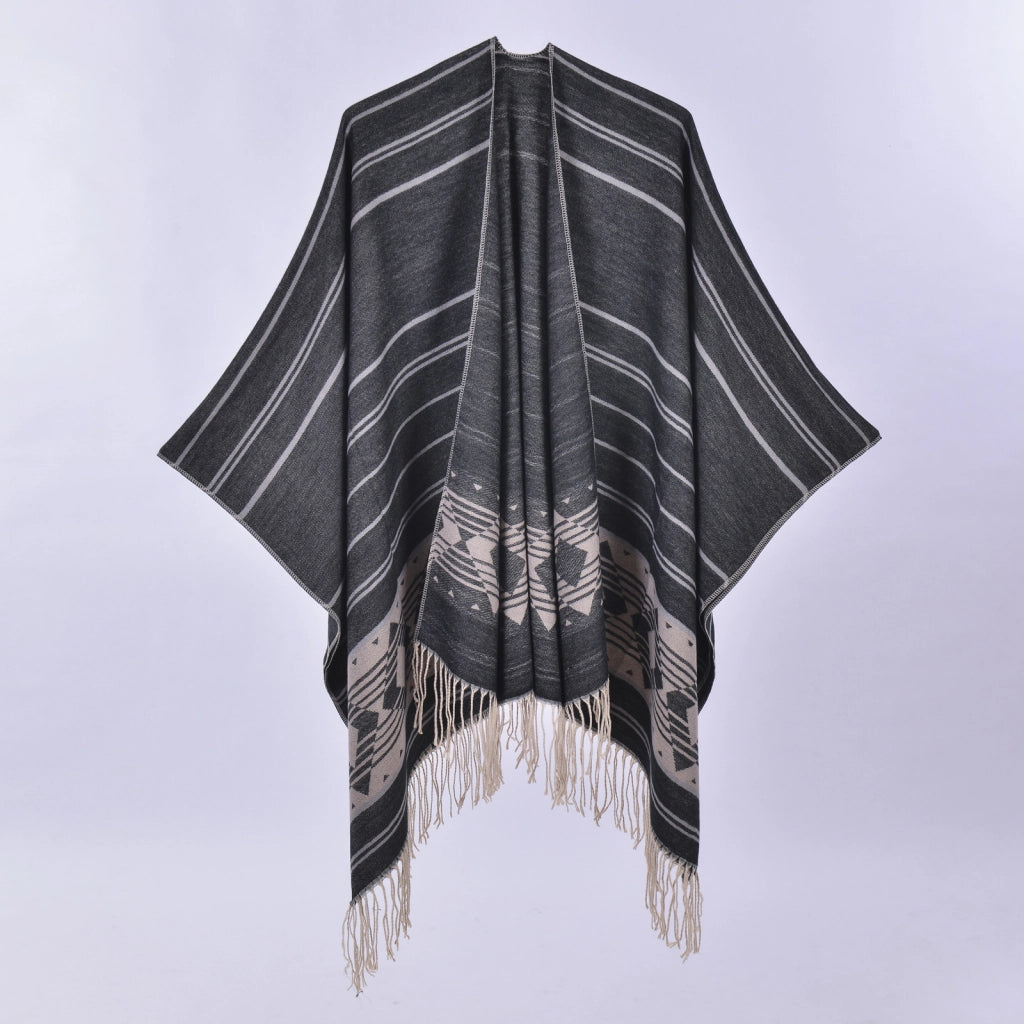 Nuovo mantello/cappotto da donna in cashmere con nappe double-face.