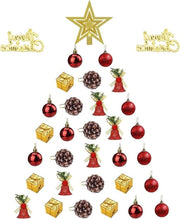 Decorazione per albero di Natale mini 33 pezzi set decorativo per albero di Natale con stella a scintilla rosso oro - palloni per albero di Natale campanello per albero di Natale cilindri di pino.