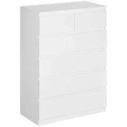 Cassettiera 6 Cassetti con Design Antiribaltamento, in Truciolato, 80x39x115 cm, Bianco
