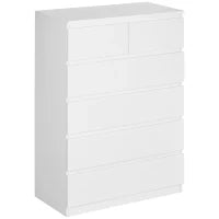 Cassettiera 6 Cassetti con Design Antiribaltamento, in Truciolato, 80x39x115 cm, Bianco