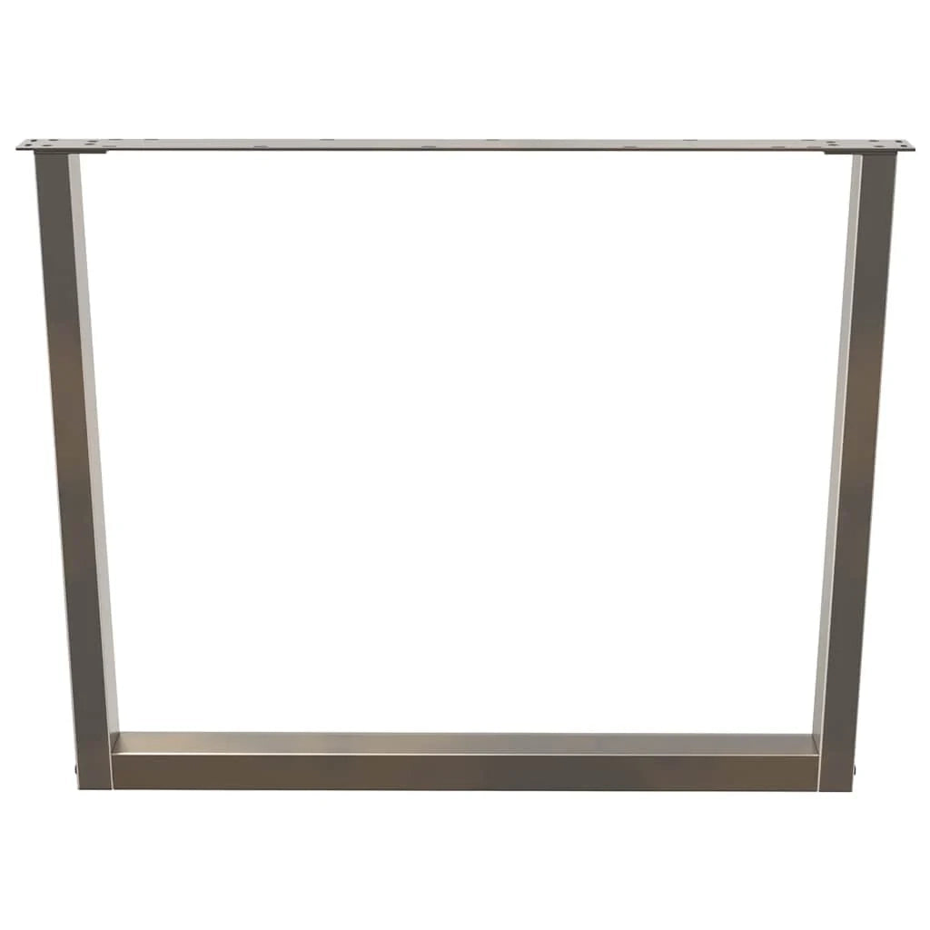 Set di 2 gambe regolabili per tavolo da pranzo a forma di V 100 x 73 cm design contemporaneo acciaio naturale 02_0056945