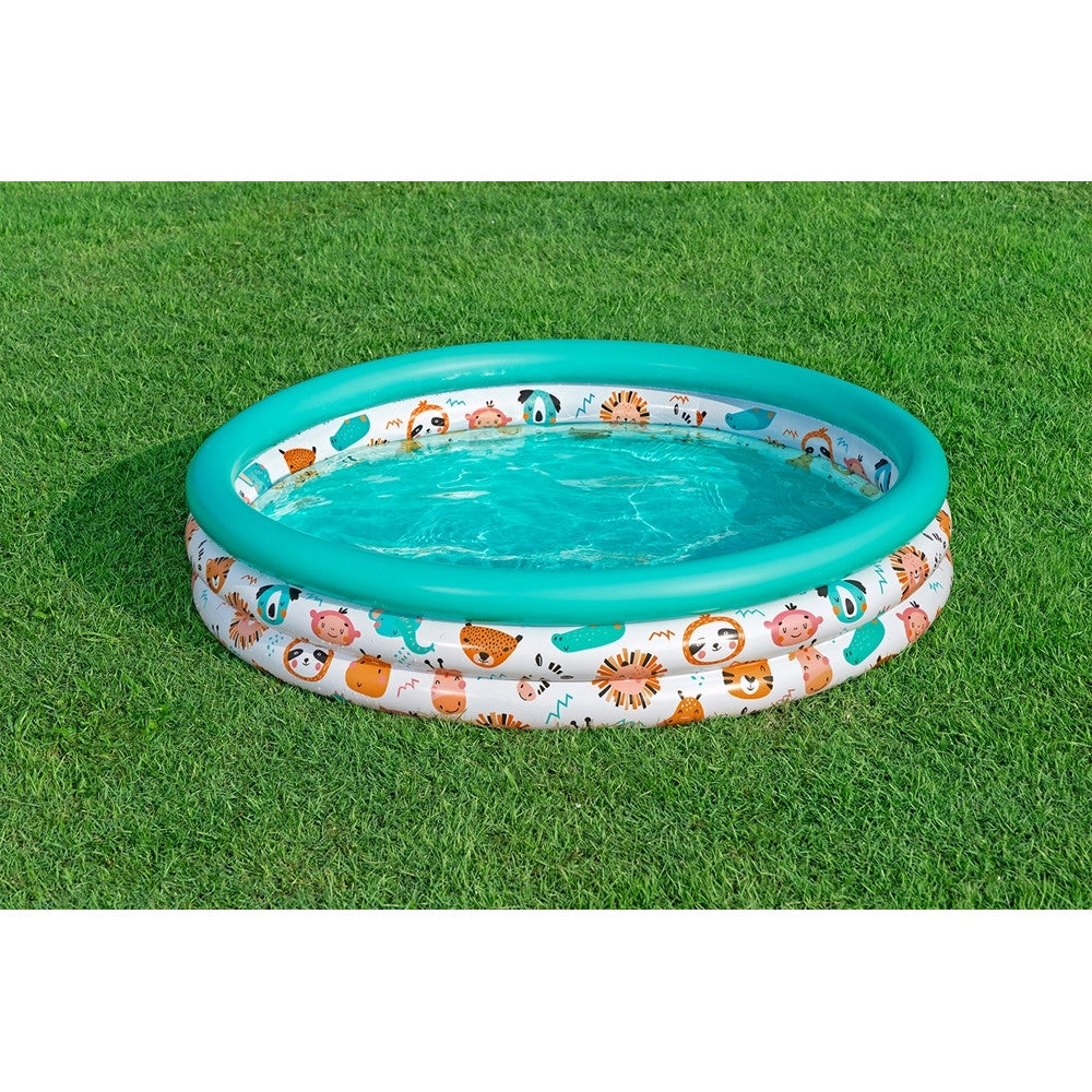 Trade Shop - Piscina Rotonda 122x25cm Gonfiabile Fuoriterra Per Bambini Giardino 3 Anelli 51226 -