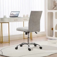Sedia Ufficio Senza Braccioli con Altezza Regolabile e Seduta Girevole, Rivestimento in Tessuto, Grigio