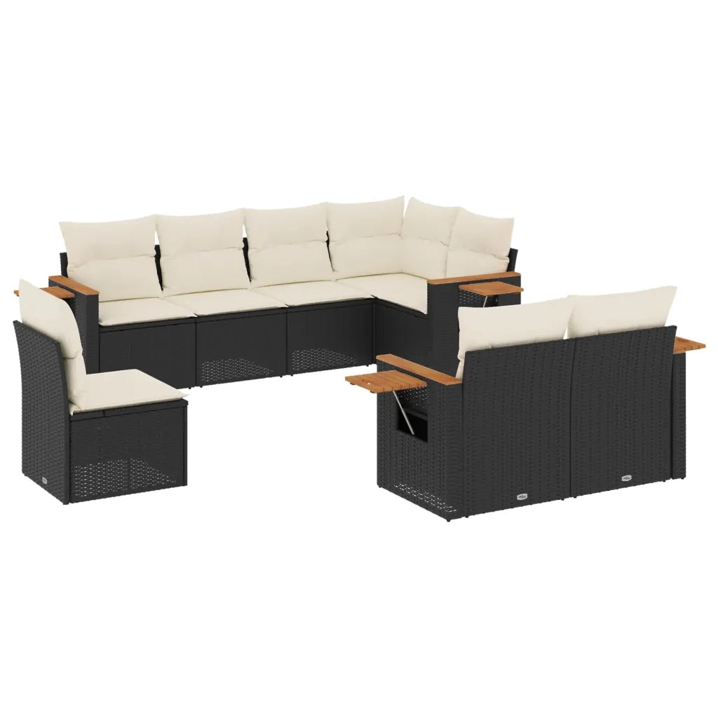Set Divani da Giardino con Cuscini 8 pz Nero in Polyrattancod mxl 90194