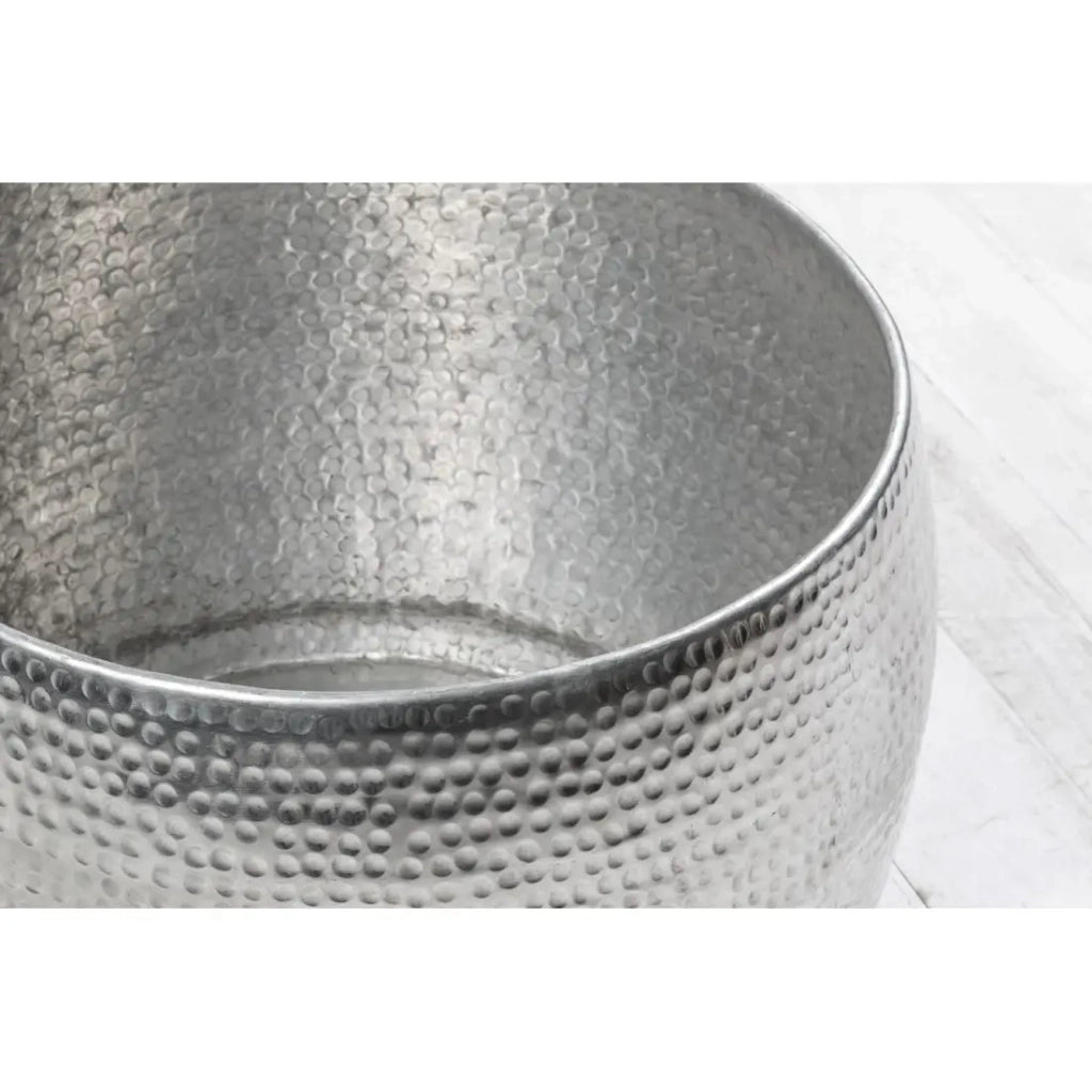 Tavolino TRIANE 60 cm in alluminio argento martellato – Tavolino rotondo di design