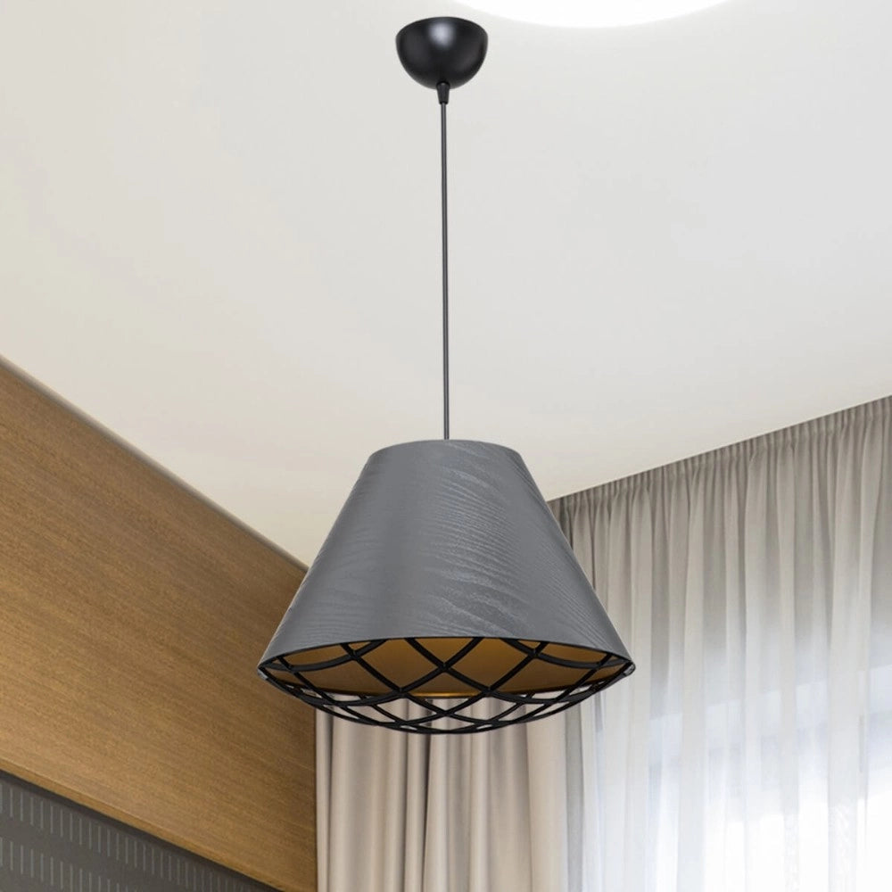 Lampada da soffitto Ayda ASZ1560 con paralume in tessuto antracite H70xL30