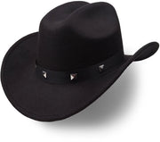 Cappello da cowboy classico con cinturino, cappello da cowboy in velluto con bordo curvo, ideale per feste musicali.