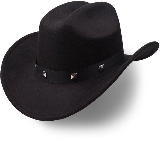 Cappello da cowboy classico con cinturino, cappello da cowboy in velluto con bordo curvo, ideale per feste musicali.