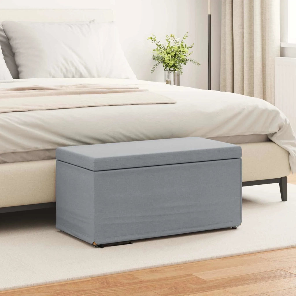 Pouf Grigio chiaro Tessuto e Legno Ingegnerizzato