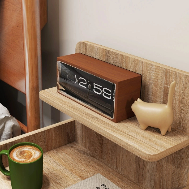 Comodino con 1 cassetto e vano aperto, anti-ribaltamento, per camera da letto, naturale, 40 × 35 × 66 cm