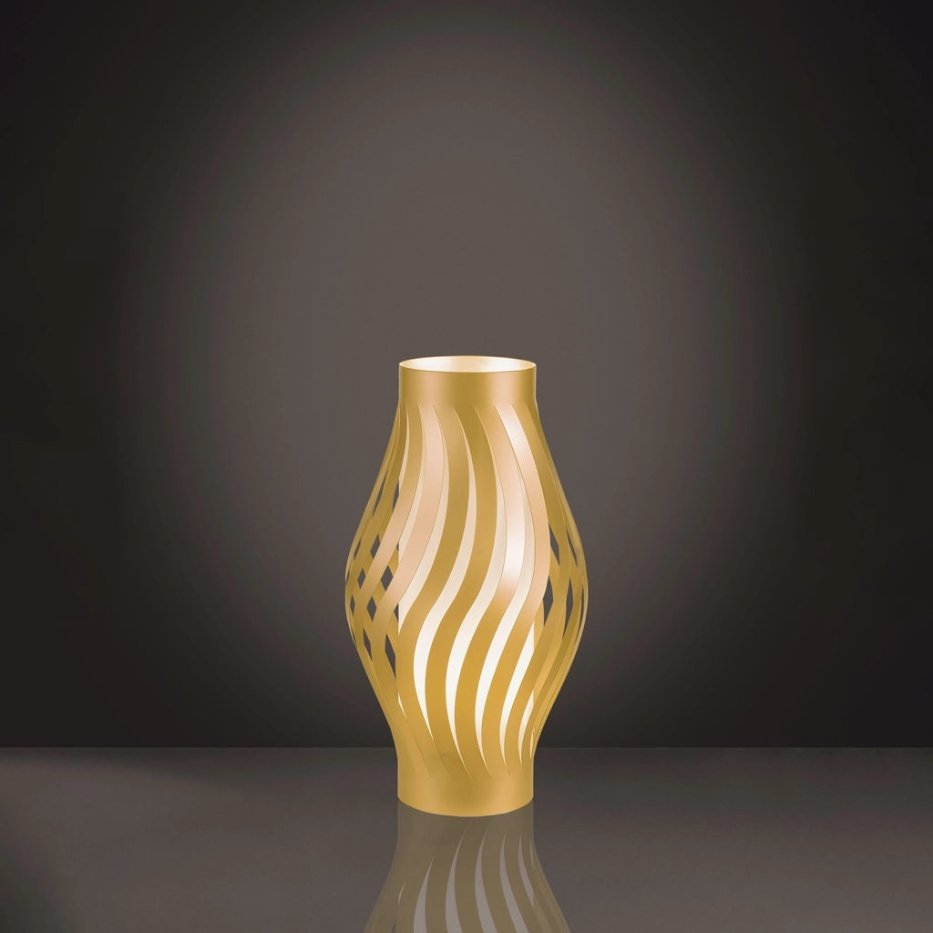 Lampada Da Scrivania-Ufficio Moderna Helios Polilux ® New Gold 1 Luce E27 H40Cm