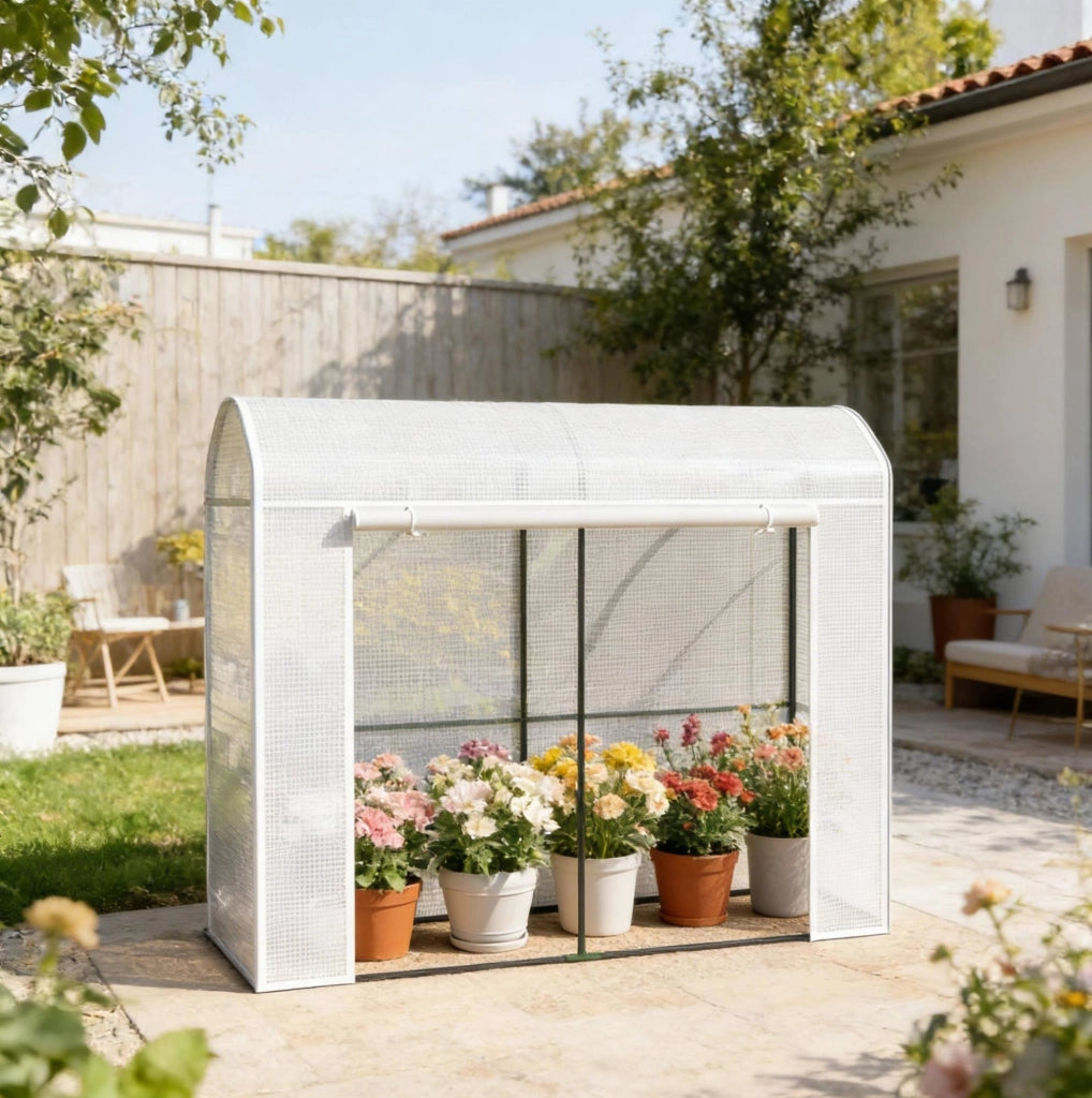 Serra da Giardino Bianca con Telo in PE e Struttura in Acciaio