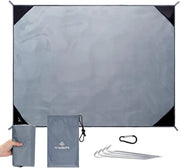 Panno da picnic e da spiaggia grande, impermeabile, 200 × 200 cm con 4 ganci in alluminio, pieghevole, leggero e sabbioso per escursioni all'aperto, prato e sentiero.