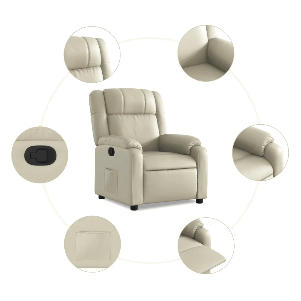 Divano Sedia-Poltrona Reclinabile Crema in Similpelle 304906