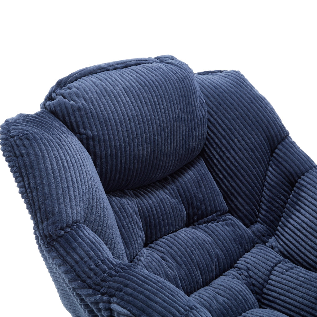 Poltrona relax con poggiapiedi e tasca laterale in acciaio blu navy