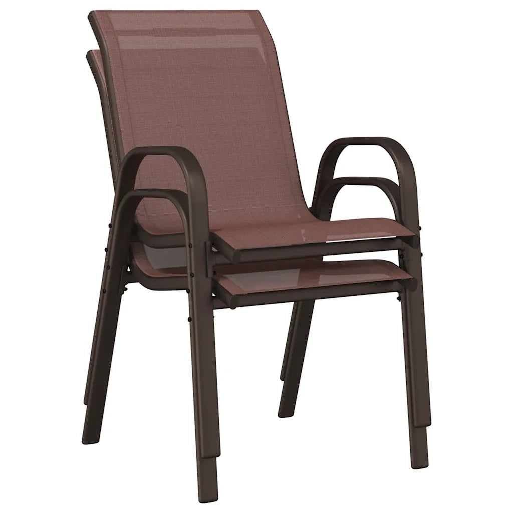 Sedie da Giardino Impilabili 2 pz in Tessuto Textilene Marrone 318779