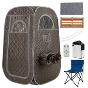 Sauna portatile con generatore di vapore da 1000W e capacit¨¤ di 3L, Tenda sauna per 1 o 2 persone con sedia Grigio