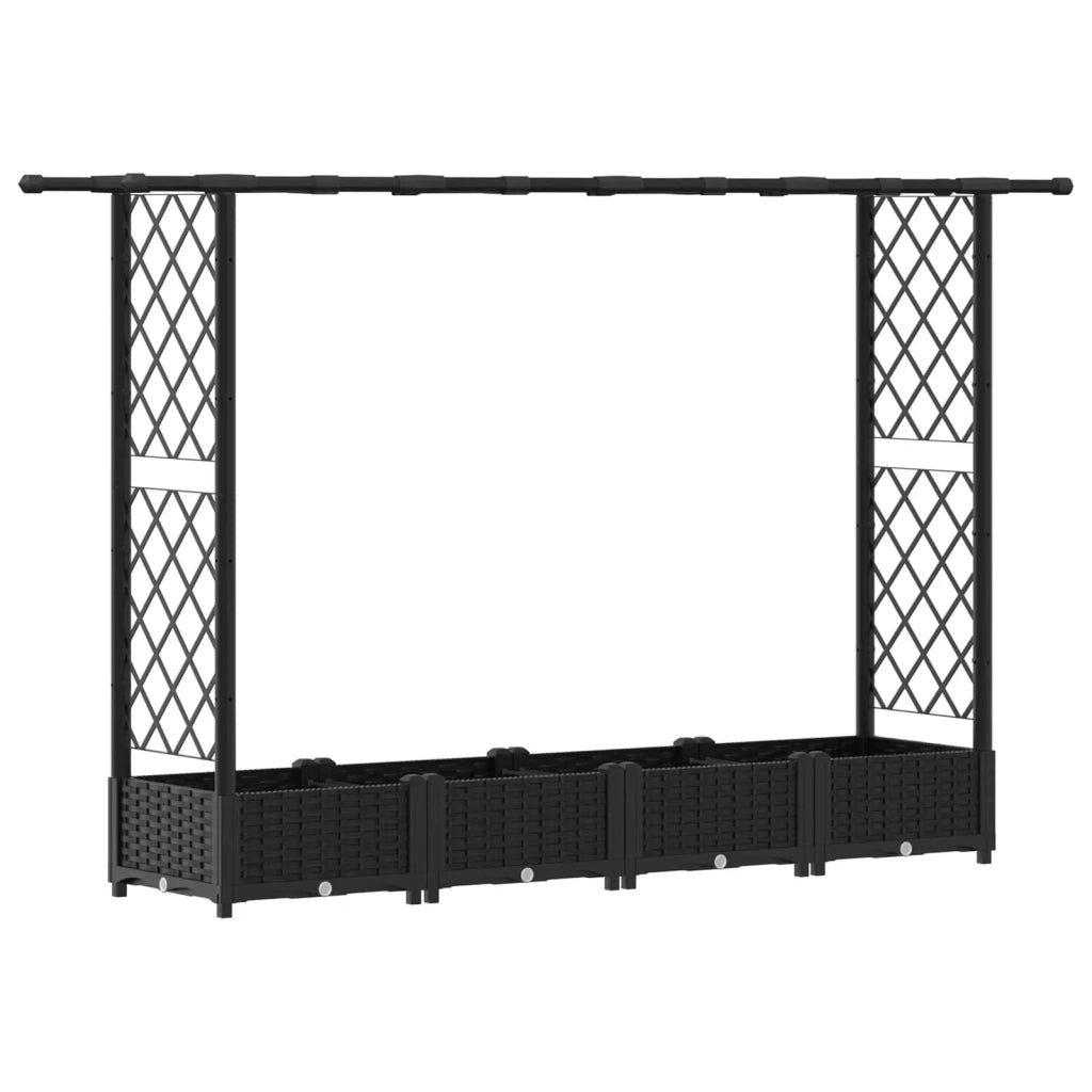 Letto Rialzato con Griglia e Tetto Nero 203 x 40 x 123 cm PP 42032541