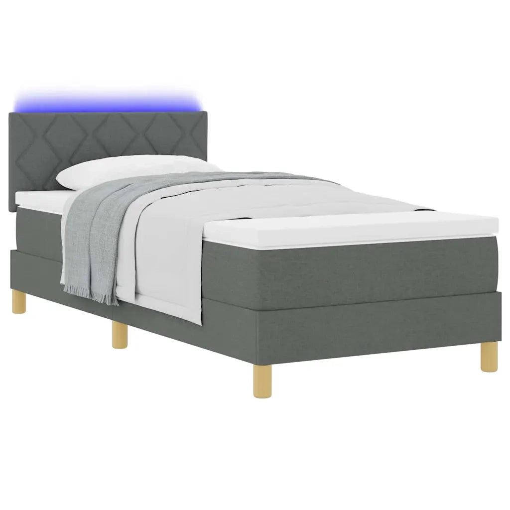 Letto a Sorgente LED con led Grigio scuro 100 x 200 cm Tessuto