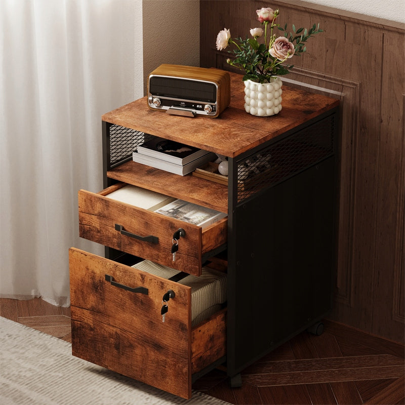 Armadio su ruote per l'archiviazione di documenti con cassetti chiudibili a chiave loft