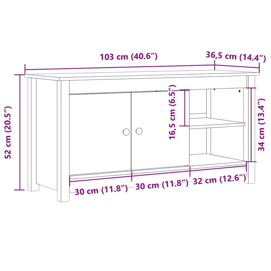 Mobile Porta TV 103x36,5x52 cm in Legno Massello di Pino cod mxl 7516