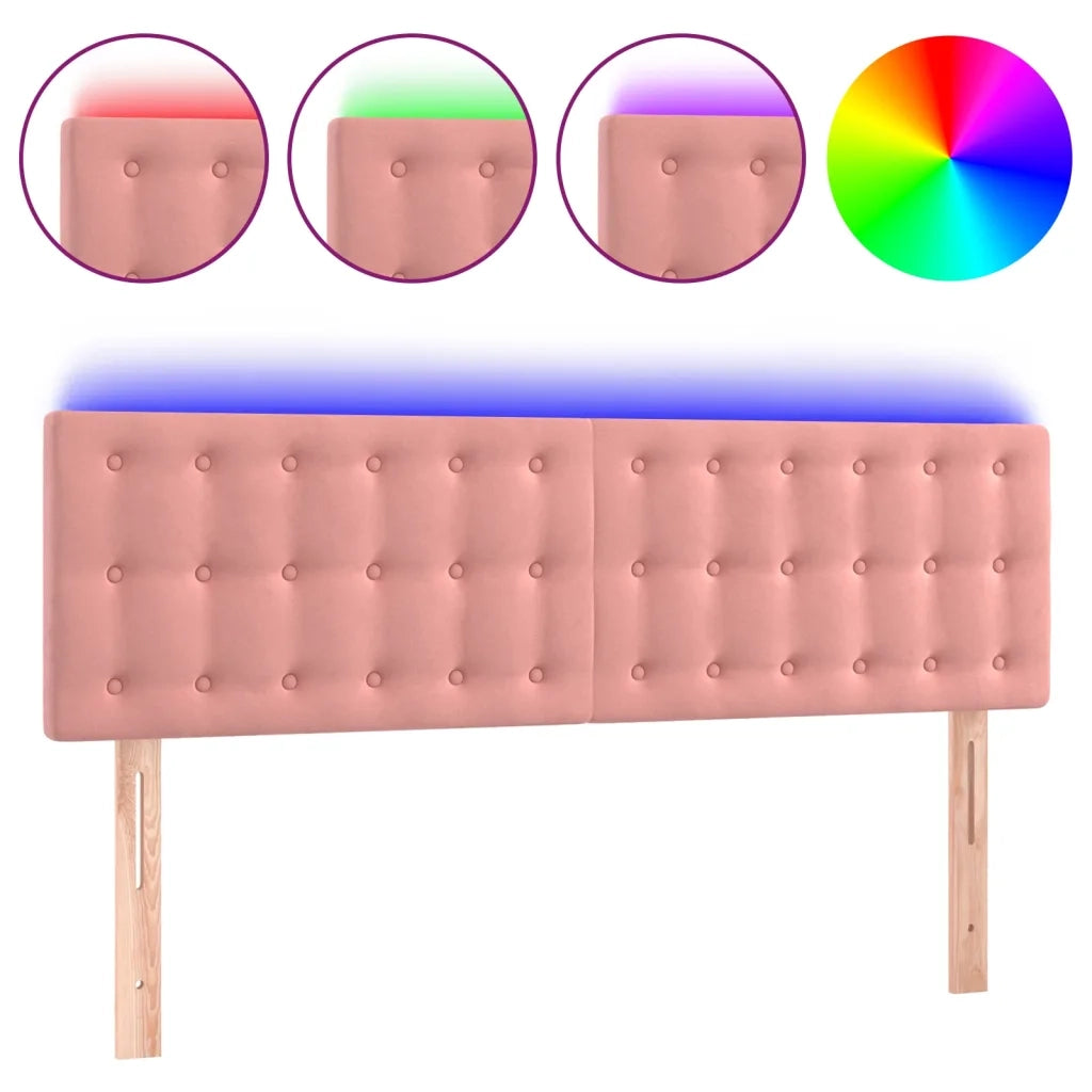 Testiera a LED-Testata con LED Rosa 144x5x78/88 cm in Velluto 145630