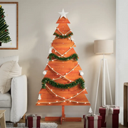 Albero di Natale Marrone Cera 150 cm in Legno Massello di Pino 858194