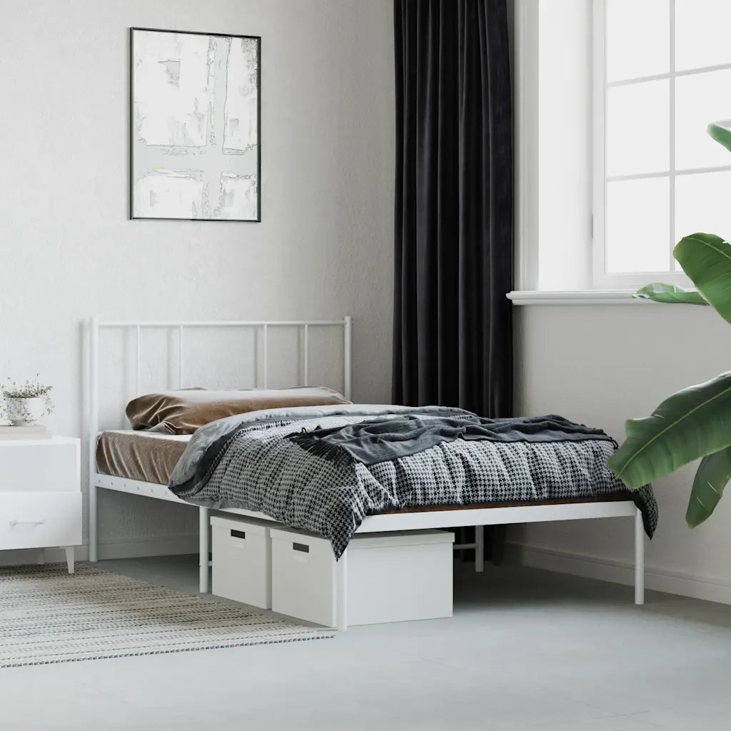 Giroletto senza Materaso con Testiera Metallo Bianco 75x190 cm 352519
