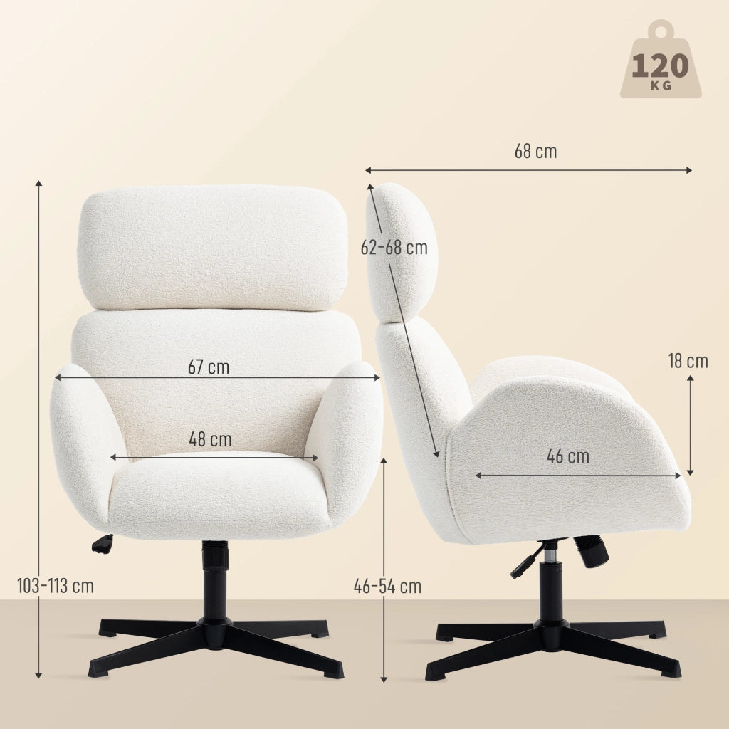 Sedia da ufficio con rivestimento in tessuto ¨C zephmum ¨C crema, metallo, altezza regolabile