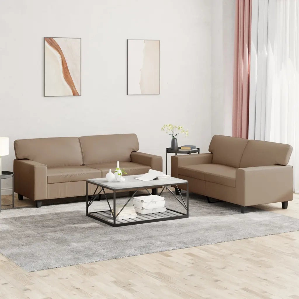 Set di Divani 2 pz Cappuccino in Similpelle