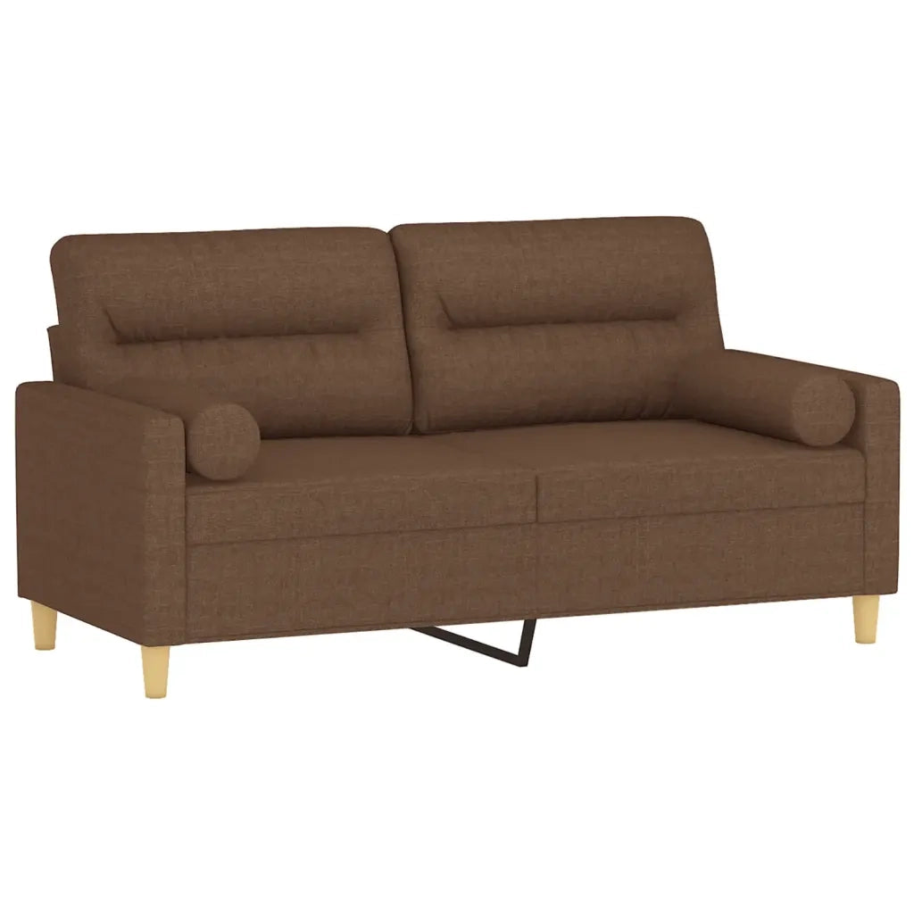Divano a 2 Posti con Cuscini-Sofa 2 Posti con Cuscini Marrone 140 cm in Tessuto 468481