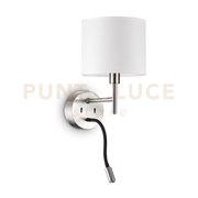 SET UP APPLIQUE 1 LUCE ATTACCO E27 + 1 LUCE LED 3000K 3W  200 lm IN METALLO NICKEL SENZA PARALUME SENZA PARALUME