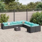 Set Divani da Giardino 11 pz con Cuscini in Polyrattan Nero 3308356