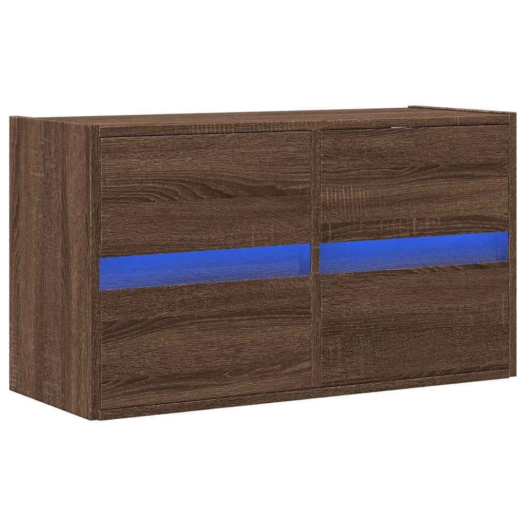 Mobile TV a Parete con Luci LED Rovere Marrone 80x31x45 cm 852291