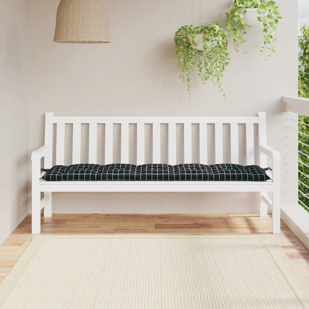 Cuscino per Panca-Cuscini per panchina a Quadri Neri 180x50x7 cm in Tessuto Oxford