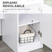 Scrivania Moderna per PC e Computer con 2 Cassetti e 1 Armadietto, Scrivania con Libreria Salvaspazio per Ufficio o Camera in Legno, Bianco
