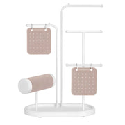 Espositore per gioielli regalo per la festa della mamma 10,8 x 20,4 x 31,5 cm espositore in metallo 2 piastre con occhielli 6 aste per appendere collane orecchini braccialetti e anelli 12_0007033