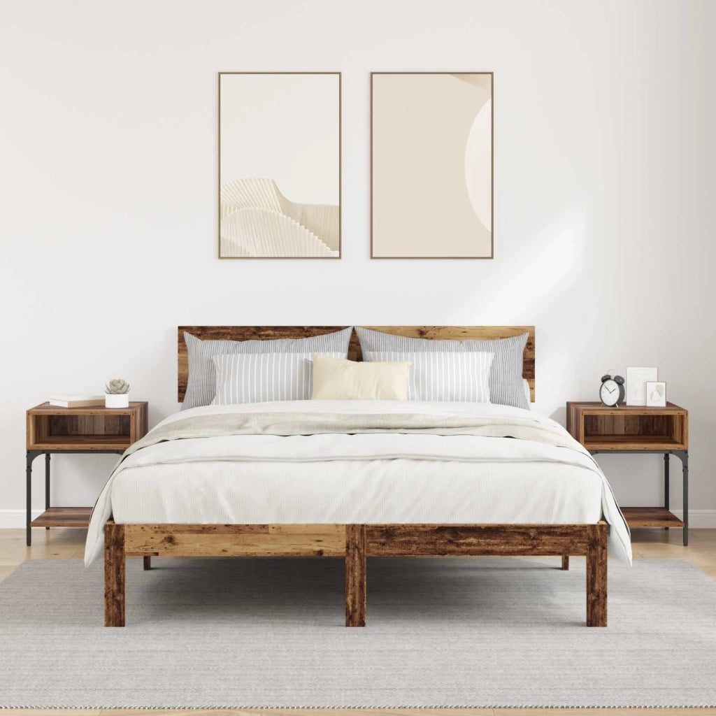 Set di 2 Comodini | Armadio da Notte | Mobiletto da notte Legno vecchio 40 x 40 x 50 cm Legno multistrato