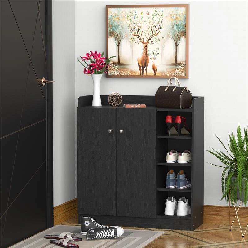 ARMADIO A SCARPIERA IN LEGNO 83 X 30 X 90 CM COLORE NERO