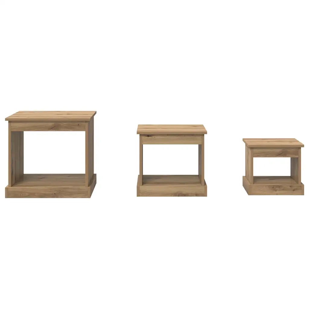 Tavolino da salotto 3 pz Rovere artigianale 48 x 45 x 45 cm 881451