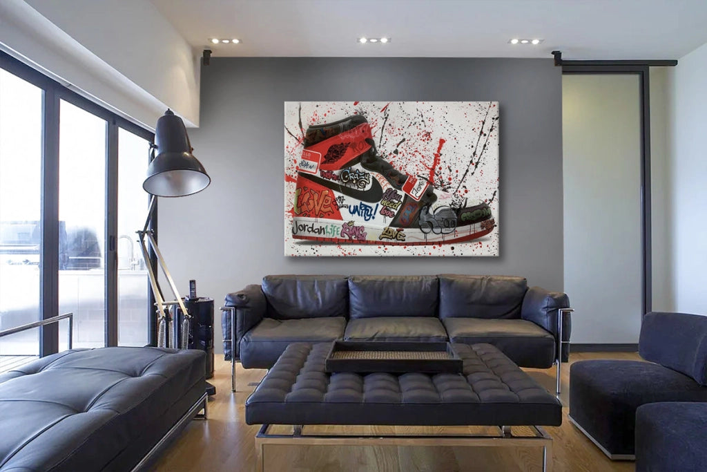 Sneakers Paint -  Quadro Canvas Contemporaneo su telaio in legno Misura: 140x100 cm